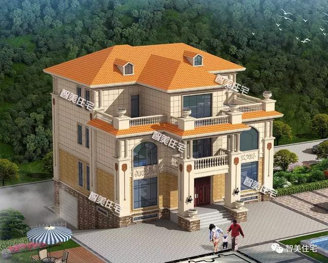 6款欧式风格的农村豪华高档别墅设计图,造型相似,50来万就能建一栋