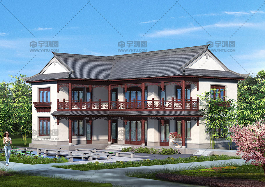 造价25万带堂屋古典优雅中式别墅设计图纸及效果图