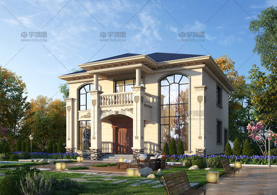 占地155平二层欧式砖混结构别墅设计图
