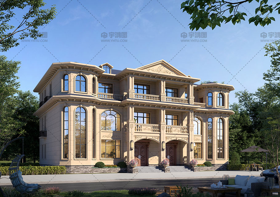 三层欧式双拼别墅占地300平自建别墅设计