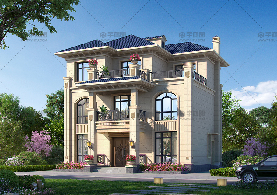 三层欧式框架别墅占地124平自建别墅设计
